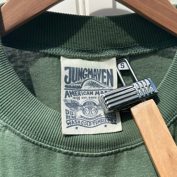 Jungmaven Short Sleeve Raglan Tee T-Shirt Top Small Hunter Green 55% Hemp EUC - Picture 3 of 13